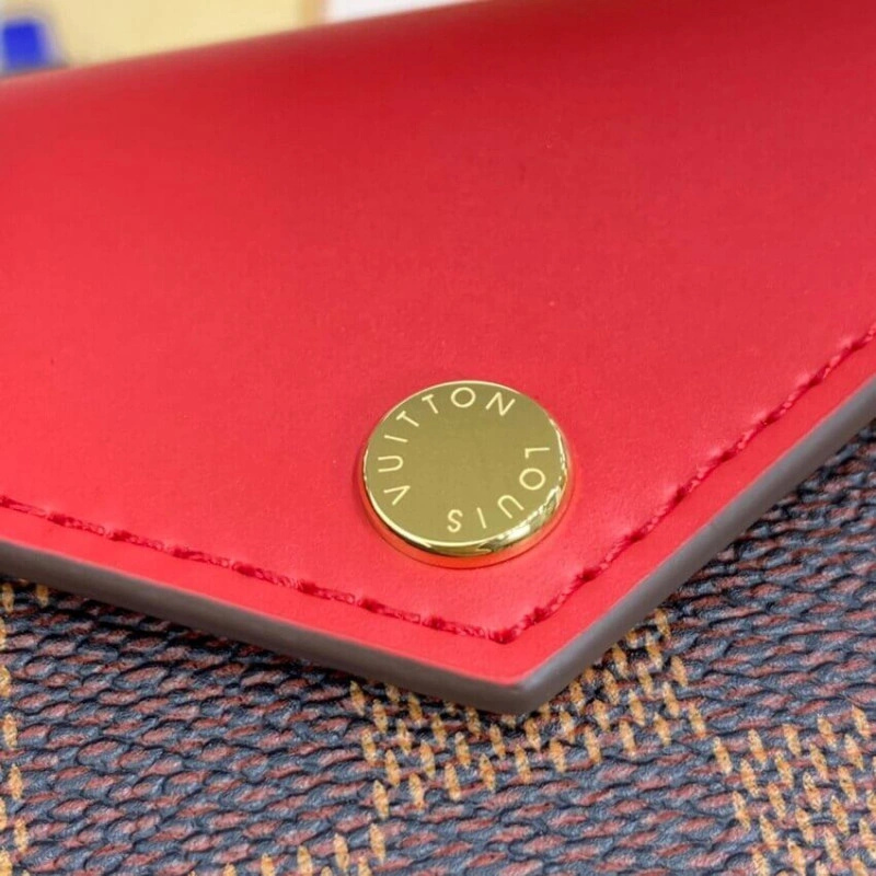  Coqu Louis Vuitton Damier Ebene Zoe Wallet Red - Image 6