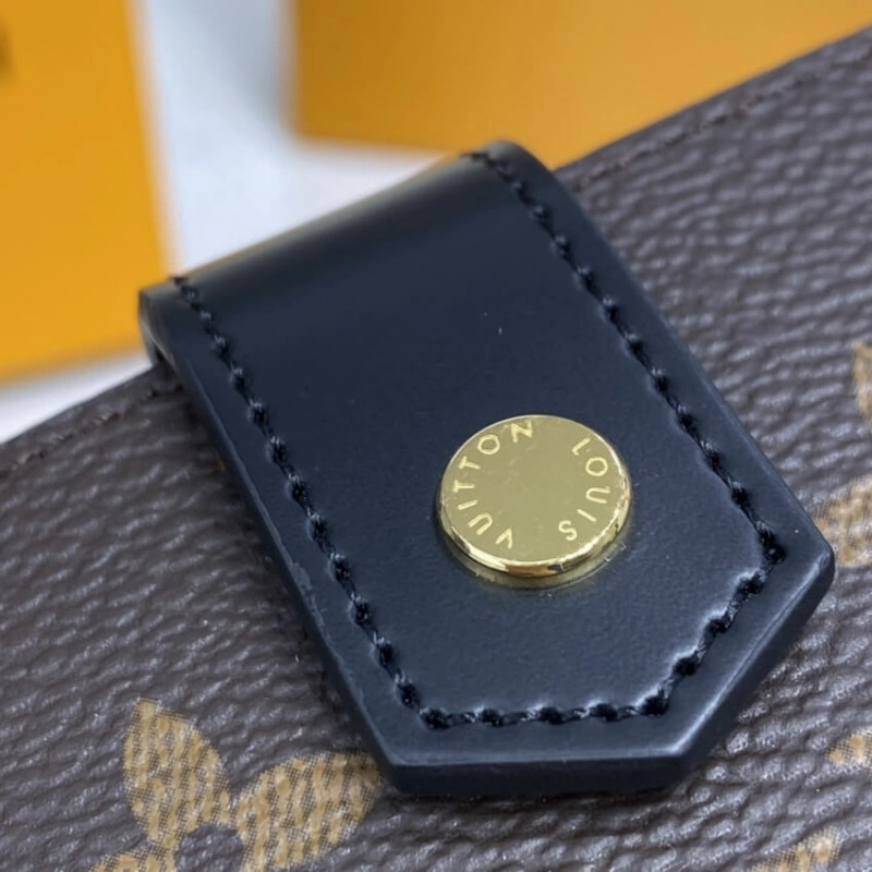 Cowhidele Louis Vuitton Monogram Canvas Card Holder Black - Image 6