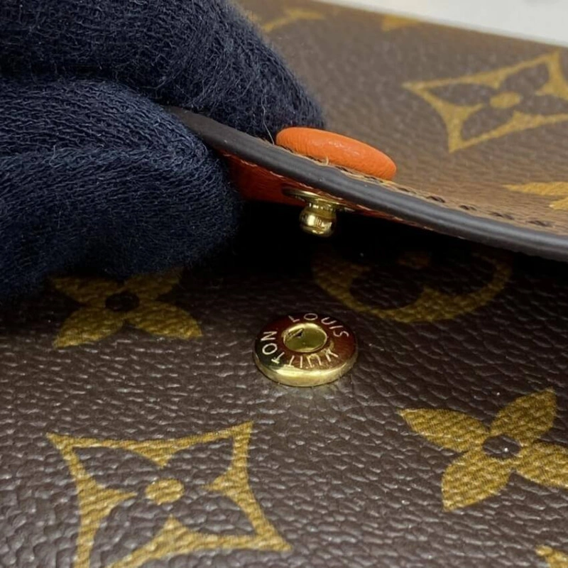4 credit Louis Vuitton Monogram Canvas Emilie Wallet Orange - Image 6
