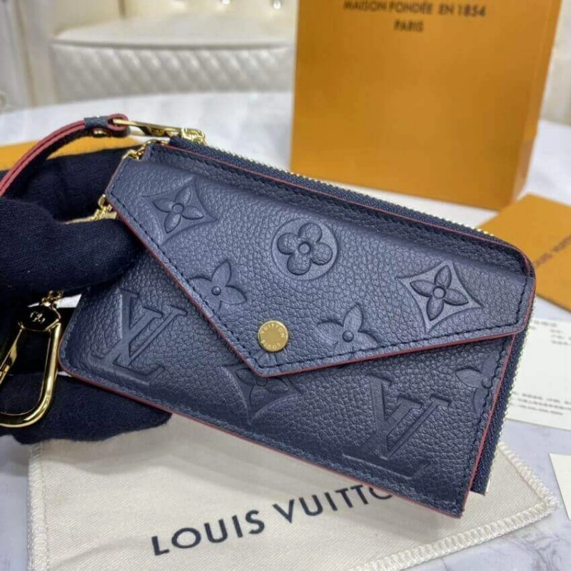 3 card sl Louis Vuitton Monogram Empreinte Card Holder Recto Verso Blue - Image 3
