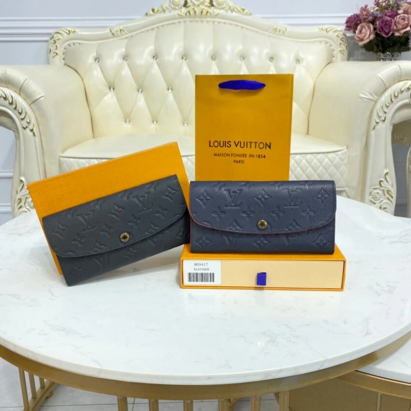 Marine Louis Vuitton Monogram Empreinte Emilie Wallet Marine Rouge - Image 11