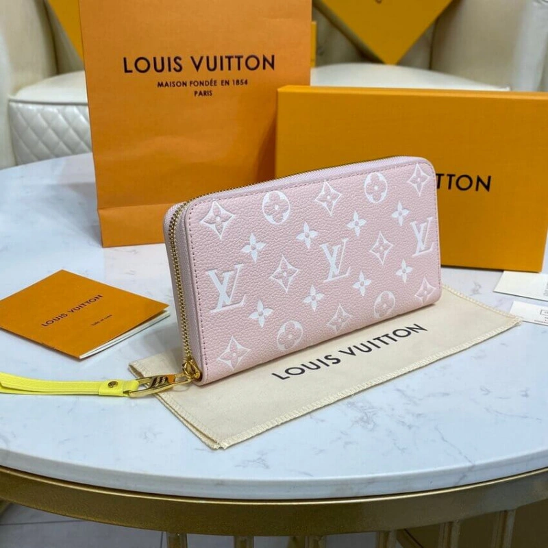 19.5 x 10 Louis Vuitton Monogram Empreinte Leather Zippy Wallet Pink - Image 3