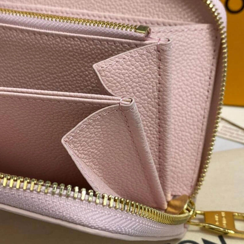 19.5 x 10 Louis Vuitton Monogram Empreinte Leather Zippy Wallet Pink - Image 7