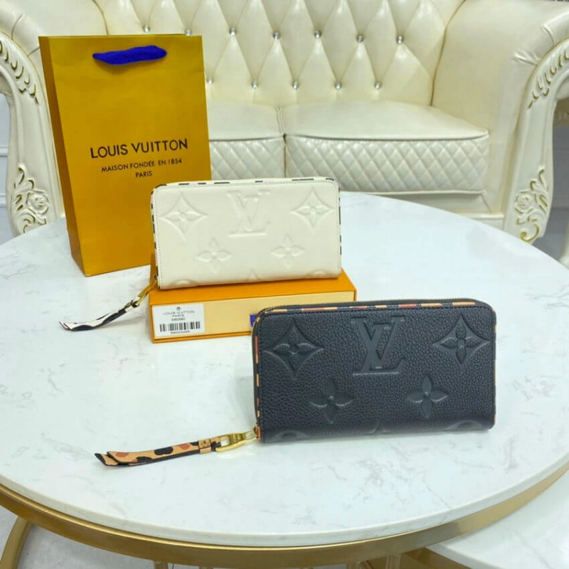 Louis Vuitton Monogram Empreinte Leather with Animal-Print Zippy Wallet Cream - Image 11