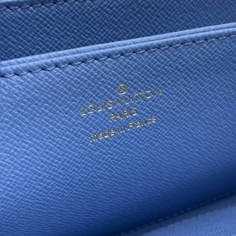19.5 x 10 Louis Vuitton Monogram Zippy Wallet Blue - Image 9