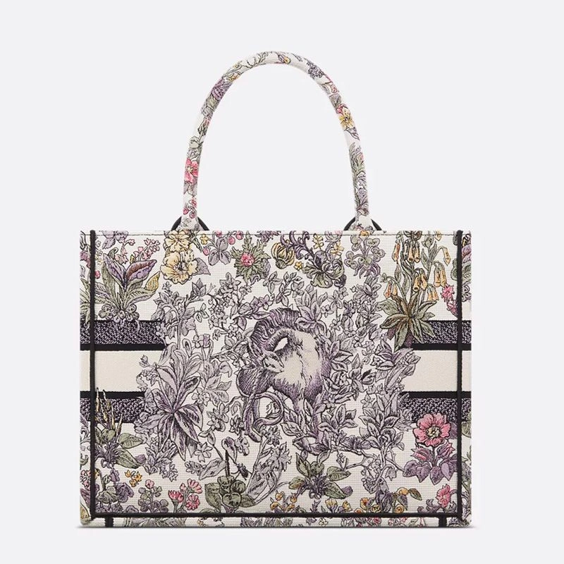 ModernLook 6384 Dior Book Tote In Millefiori Unicorn Motif Canvas White - Image 3