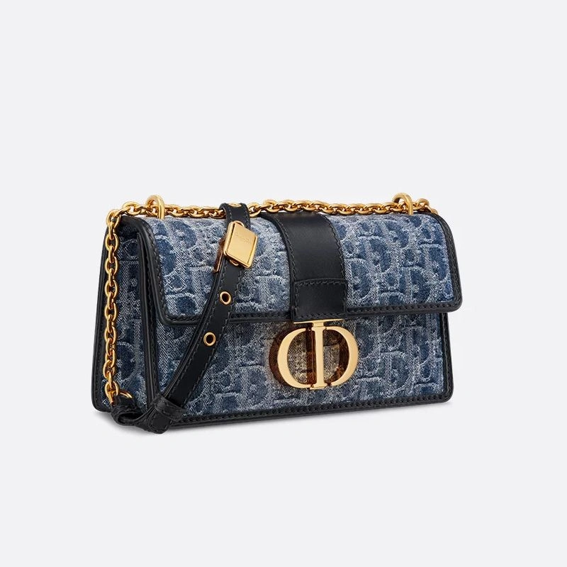 ModernLook 984 Dior 30 Montaigne East-West Bag With Chain In Oblique Motif Denim Blue - Image 3