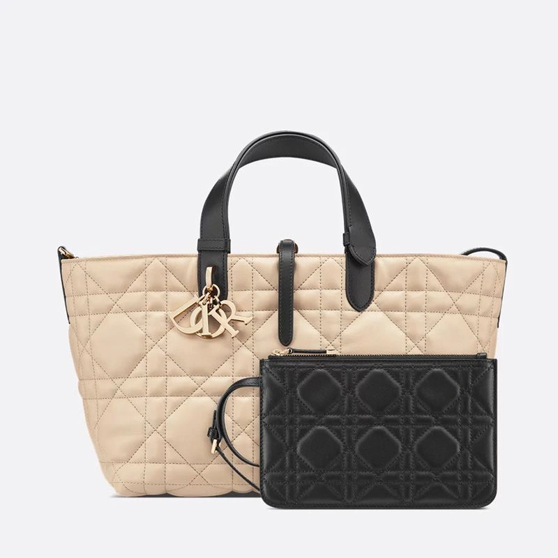 NewStyle 1465 Dior Toujours Bag In Macrocannage Calfskin Apricot Black - Image 3