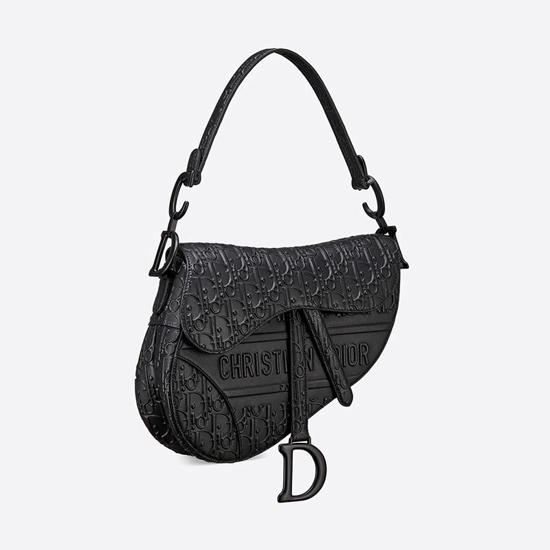 SmartChoice 1280 Christian Dior Saddle Bag Ultramatte Oblique Embossed Calfskin Black - Image 3