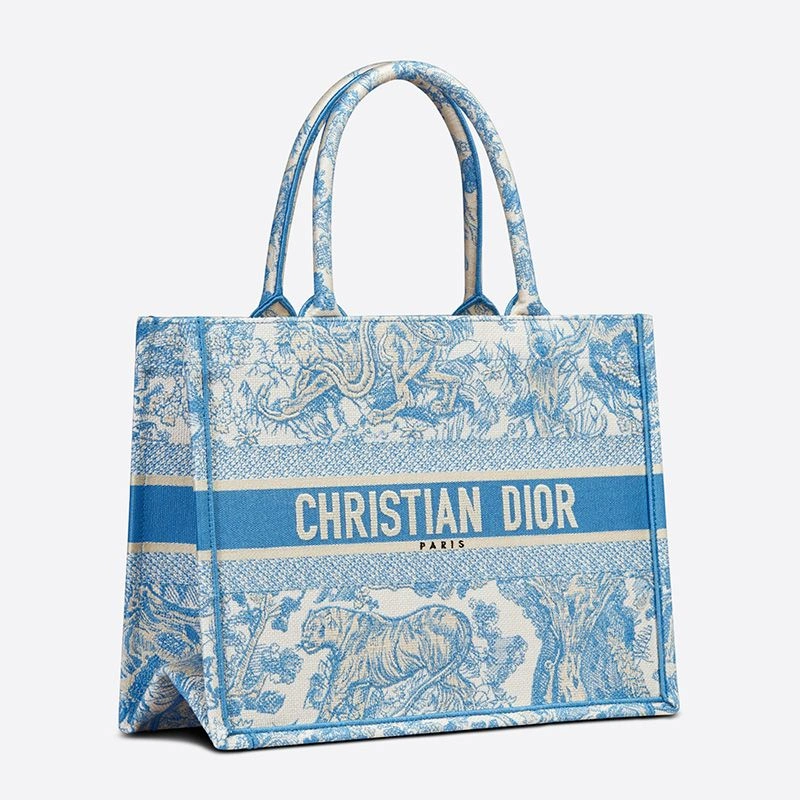 SportInspired 6030 Dior Book Tote In Toile De Jouy Motif Canvas Light Blue - Image 3