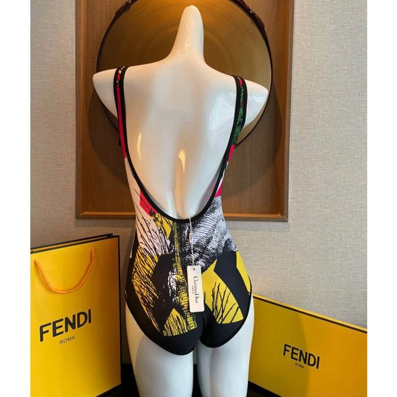 UrbanStyle 6447 Christian Dior Swimsuit Women D-Jungle Pop Motif Lycra Red - Image 3