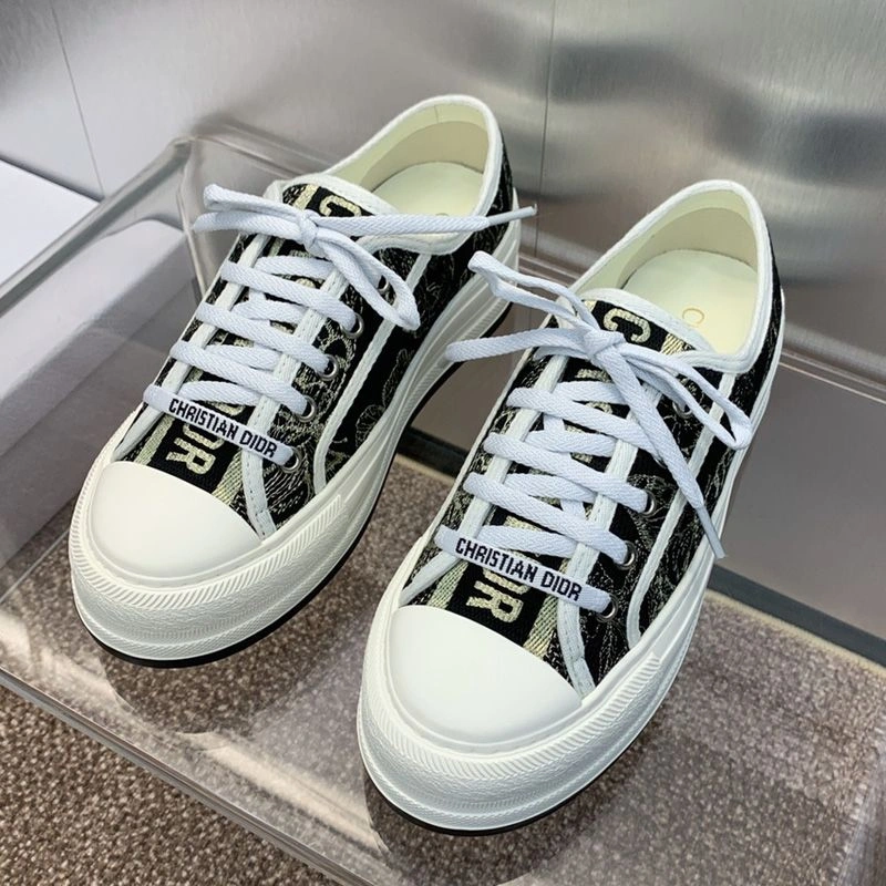 Walk'n'Dior Platform Sneakers Unisex Toile de Jouy Mexico Motif Canvas Black GoAnywhere 3380 - Image 3