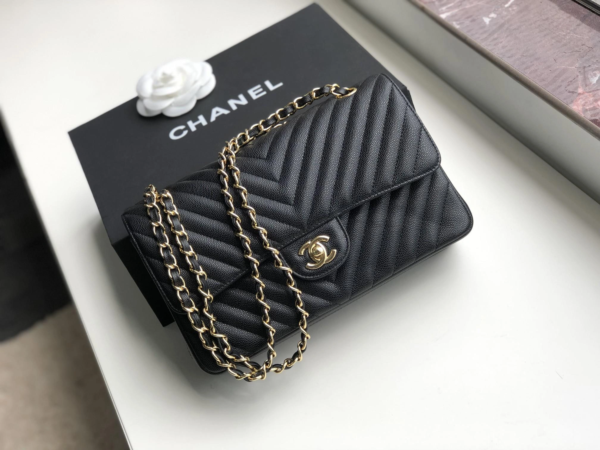CHANEL FLAP BAG CAVIAR 25.5cm GoAnywhere 756