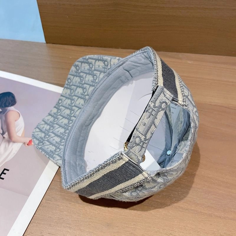 Christian Dior Baseball Cap D-Oblique Motif Cotton Grey - Image 3