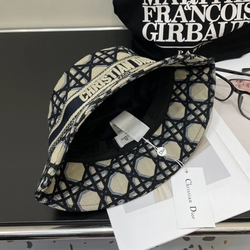 Christian Dior Bucket Hat Macrocannage Motif Cotton Black - Image 3