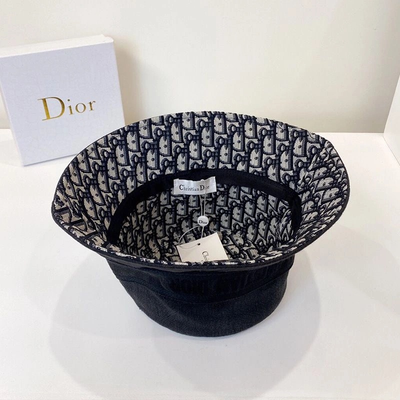 Christian Dior Bucket Hat Oblique Motif Denim Black - Image 3