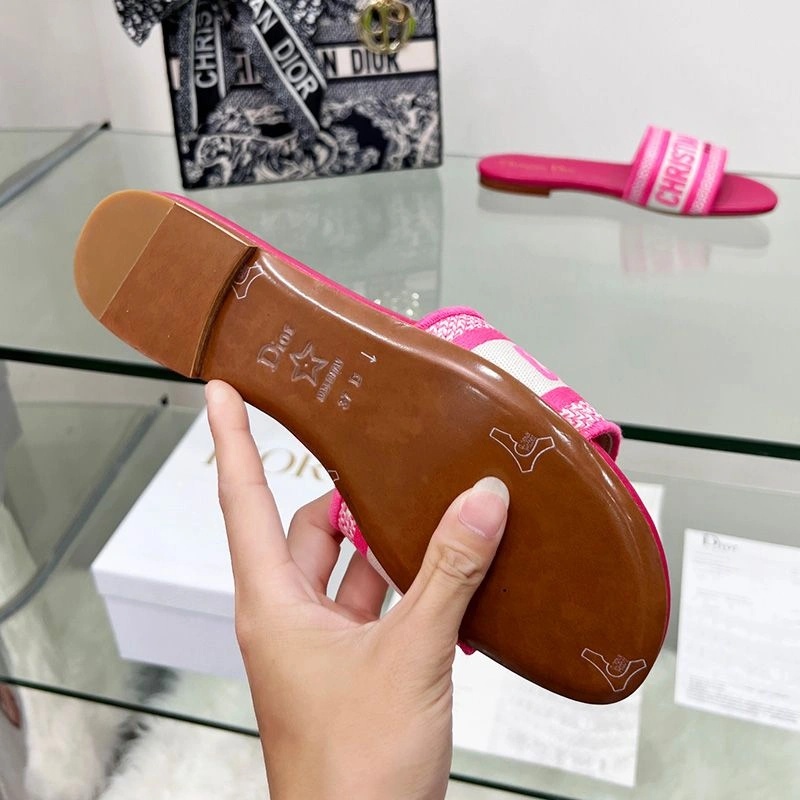 Christian Dior Dway Slides Women Canvas Rose - Image 4