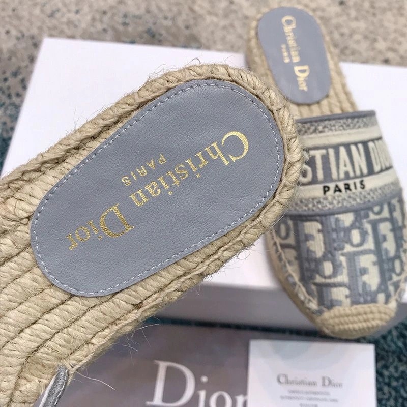 Christian Dior Granville Mules Women Oblique Motif Cotton Grey - Image 3