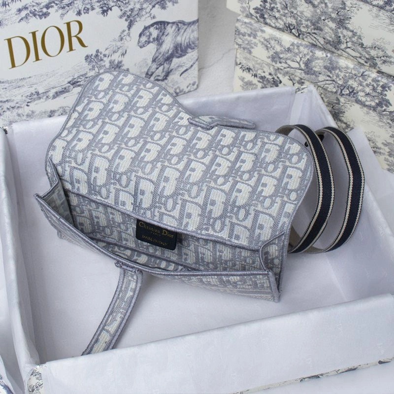 Christian Dior Saddle Slim Pouch Oblique Motif Canvas White - Image 4