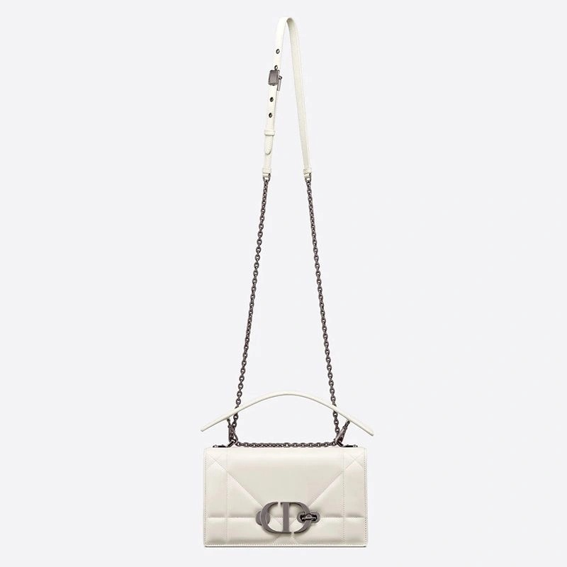 Dior 30 Montaigne Chain Bag with Handle Maxicannage Lambskin White - Image 5