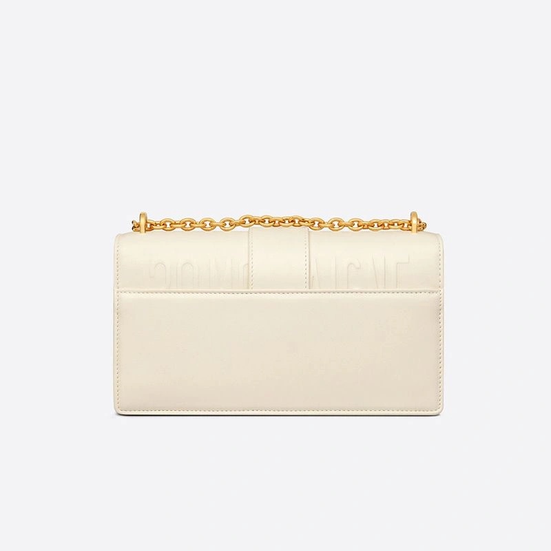 Dior 30 Montaigne East-West Bag With Chain Calfskin White - Image 3