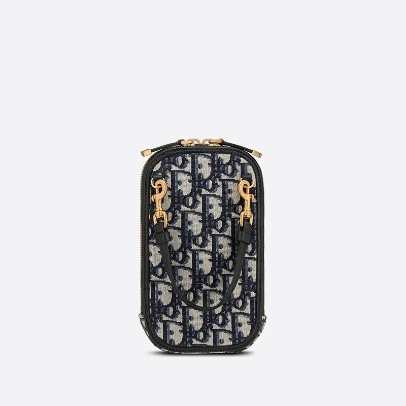 Dior 30 Montaigne Phone Holder Oblique Motif Canvas Blue - Image 3