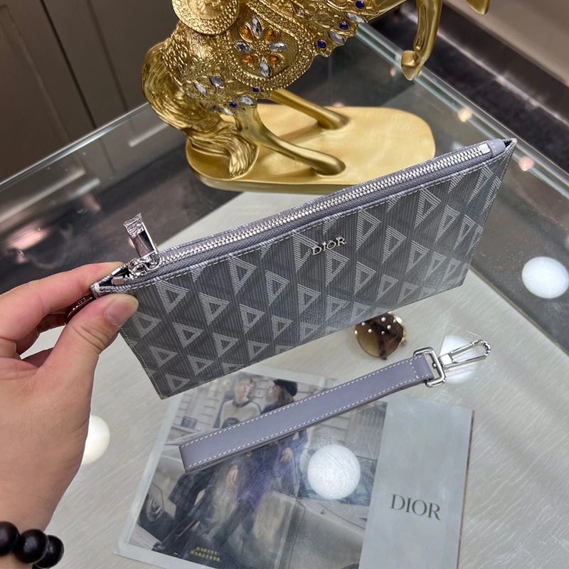 Dior A5 Pouch CD Diamond Canvas Grey - Image 3