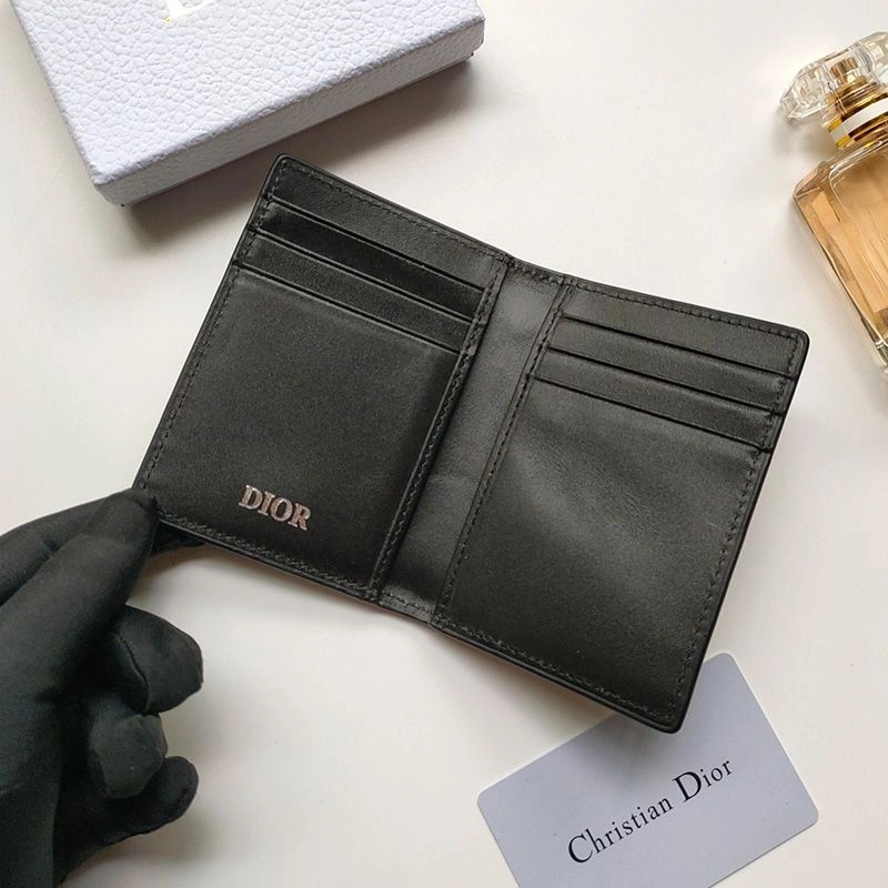 Dior Bi-Fold Card Holder CD Diamond Motif Calfskin Black - Image 3