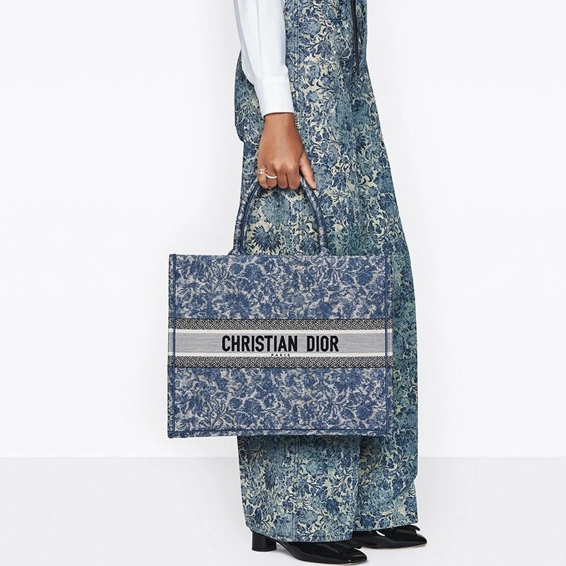 Dior Book Tote Brocart Motif Canvas Blue - Image 5