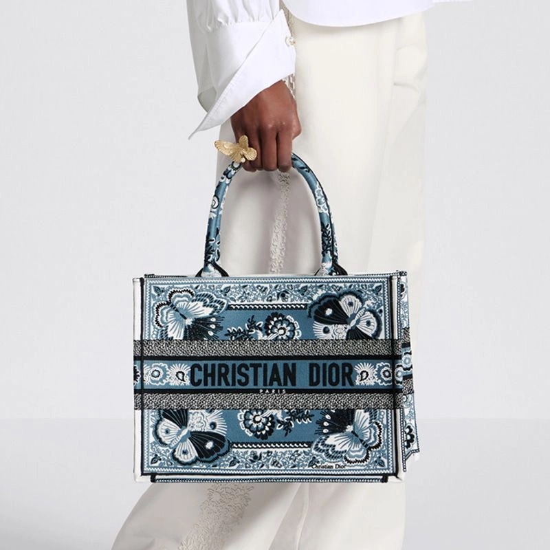 Dior Book Tote Butterfly Bandana Motif Canvas Blue - Image 5