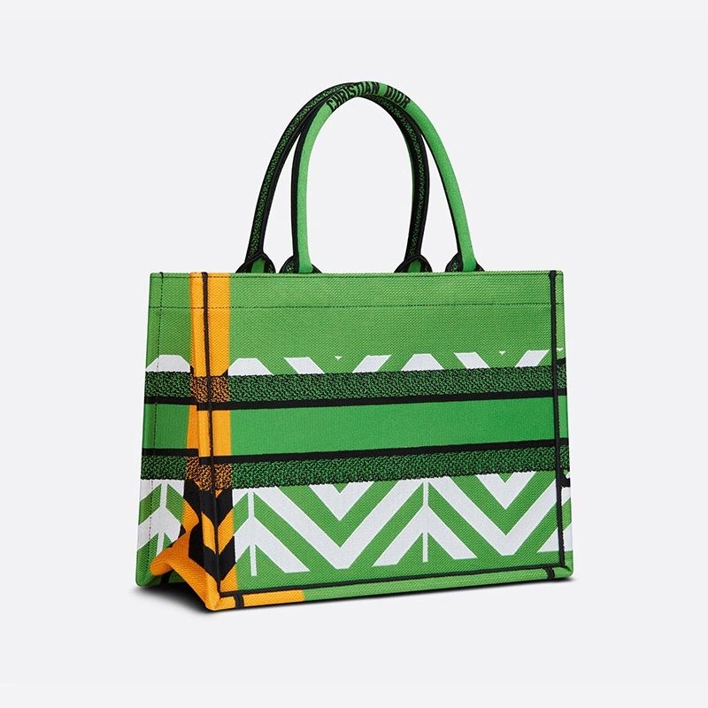 Dior Book Tote D-Jungle Pop Motif Canvas Green Orange - Image 3