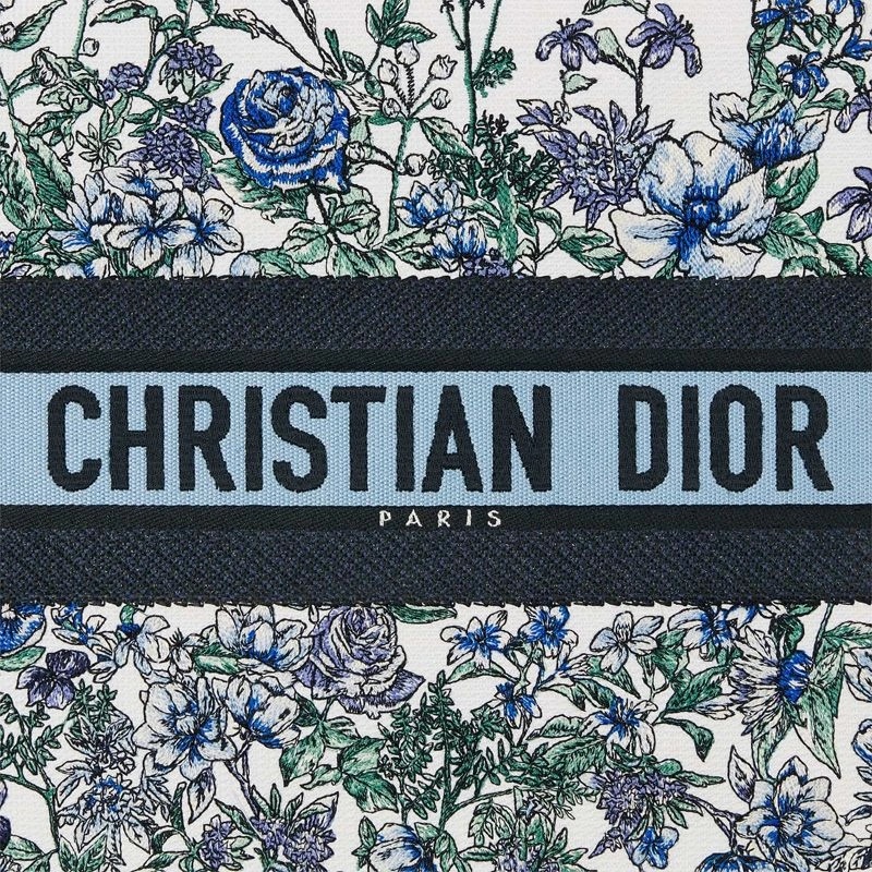Dior Book Tote Flowers Constellation Motif Canvas White Blue - Image 5