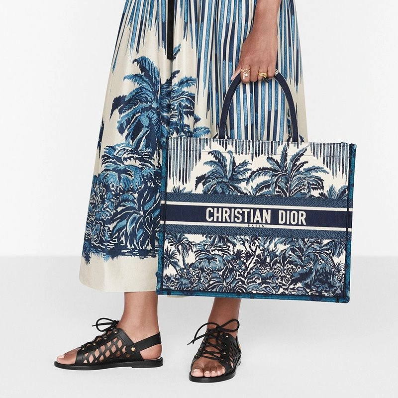 Dior Book Tote Palms Motif Canvas Blue - Image 5