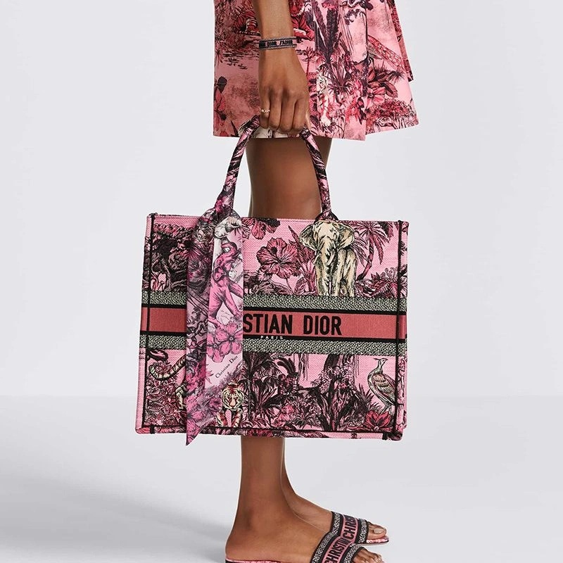 Dior Book Tote Toile De Jouy Voyage Motif Canvas Pink - Image 5