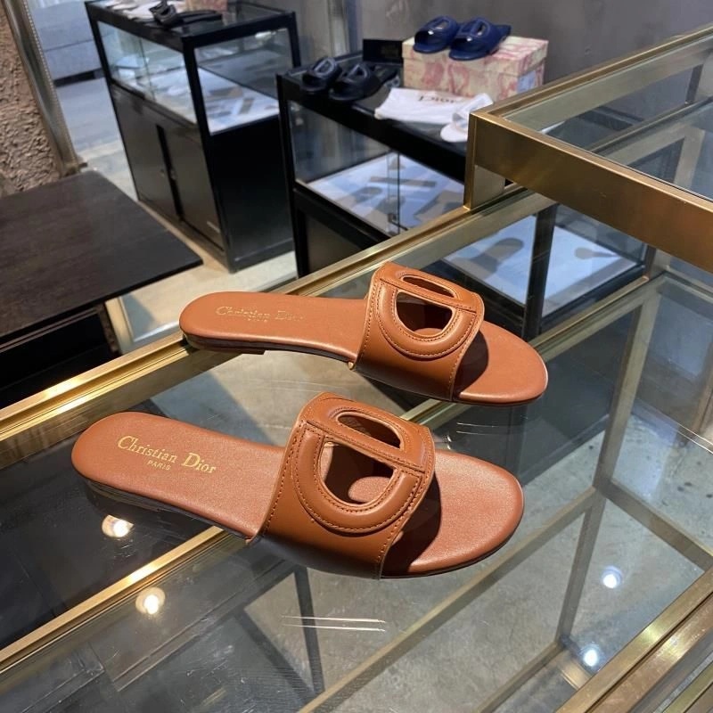 Dior D-Club Slides Women Calfskin Brown - Image 3