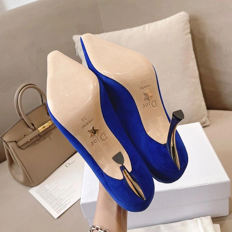 Dior D-Fame Pumps Women Suede Blue - Image 4