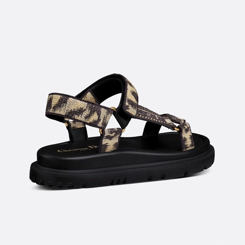 Dior D-Wave Sandals Women Mizza Motif Canvas Beige - Image 3