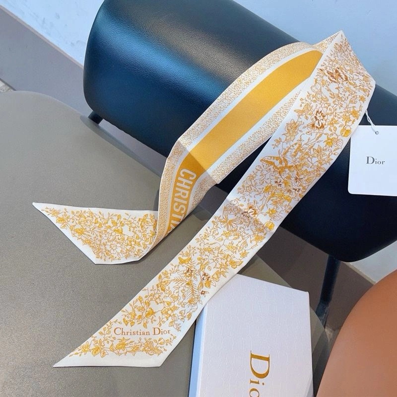 Dior Mitzah Twill Butterfly Around the World Motif Silk Yellow - Image 3