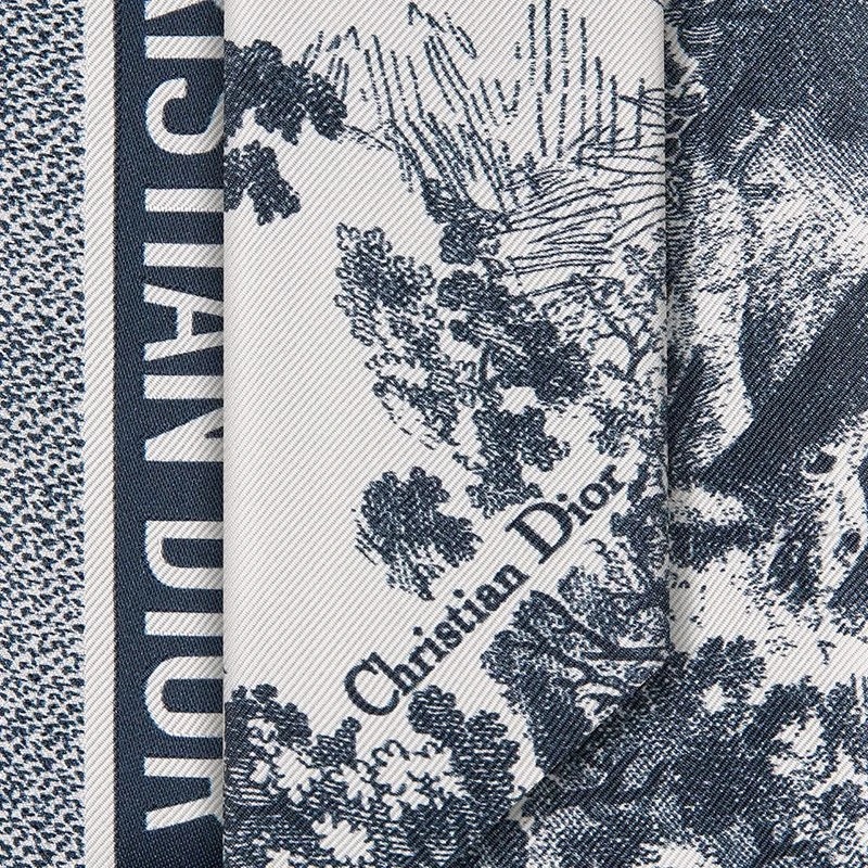 Dior Mitzah Twill Toile de Jouy Motif Silk Navy Blue - Image 3