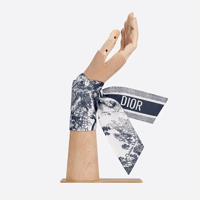 Dior Mitzah Twill Toile de Jouy Motif Silk Navy Blue - Image 4