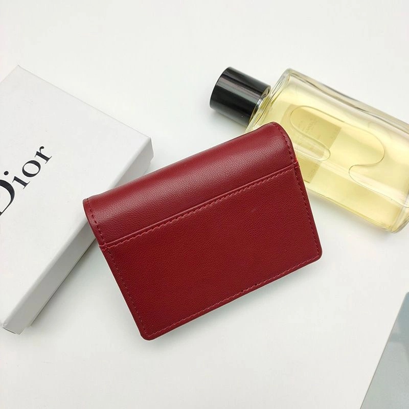 Dior Saddle Flap Card Holder Goatskin Red - Image 3