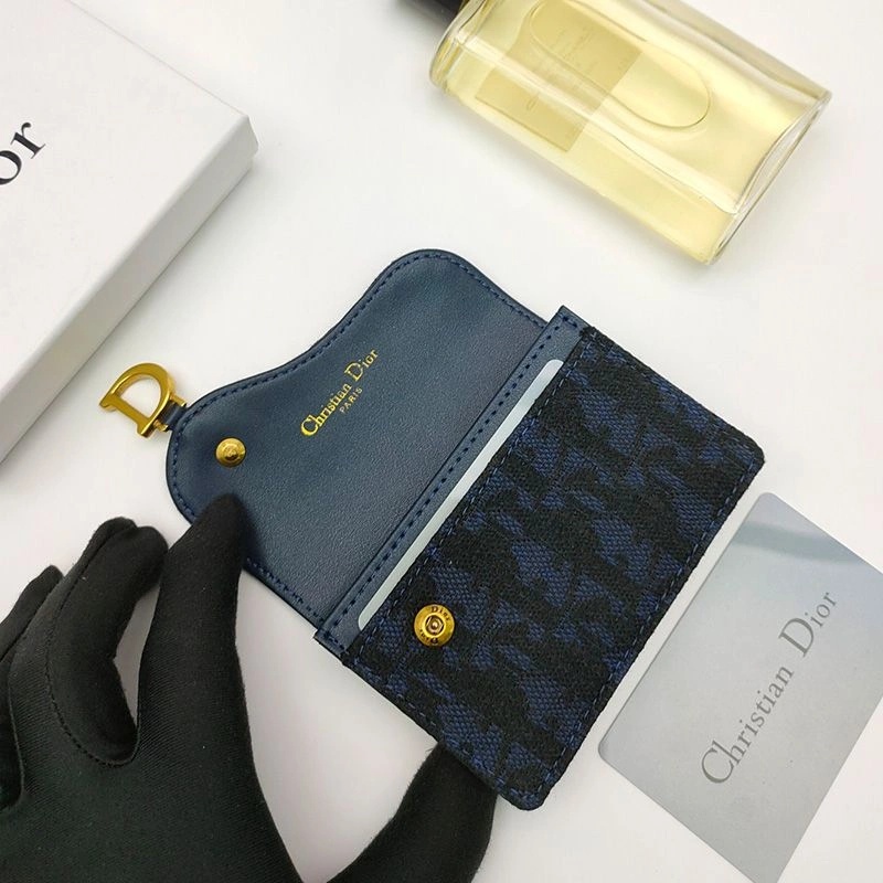 Dior Saddle Flap Card Holder Oblique Motif Canvas Navy Blue - Image 4