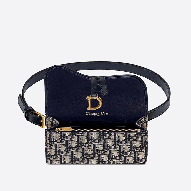 Dior Saddle Belt Pouch Oblique Motif Canvas Blue - Image 3