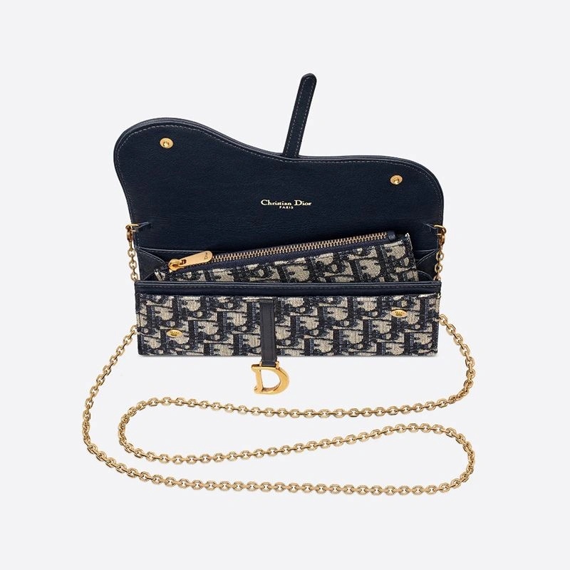 Dior Saddle Wallet Oblique Motif Canvas Blue - Image 4