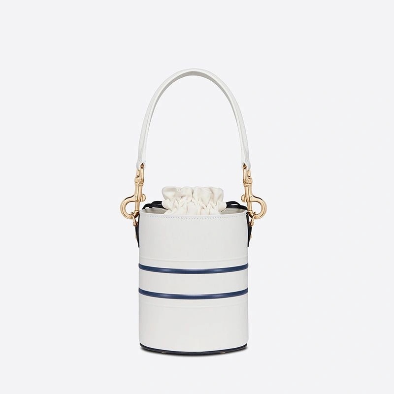 Small Dior Vibe Bucket Bag Smooth Calfskin White - Image 3
