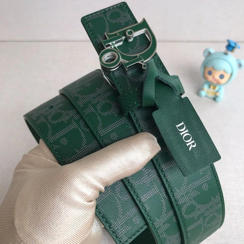 Dior World Tour Reversible Belt Oblique Calfskin Green - Image 3