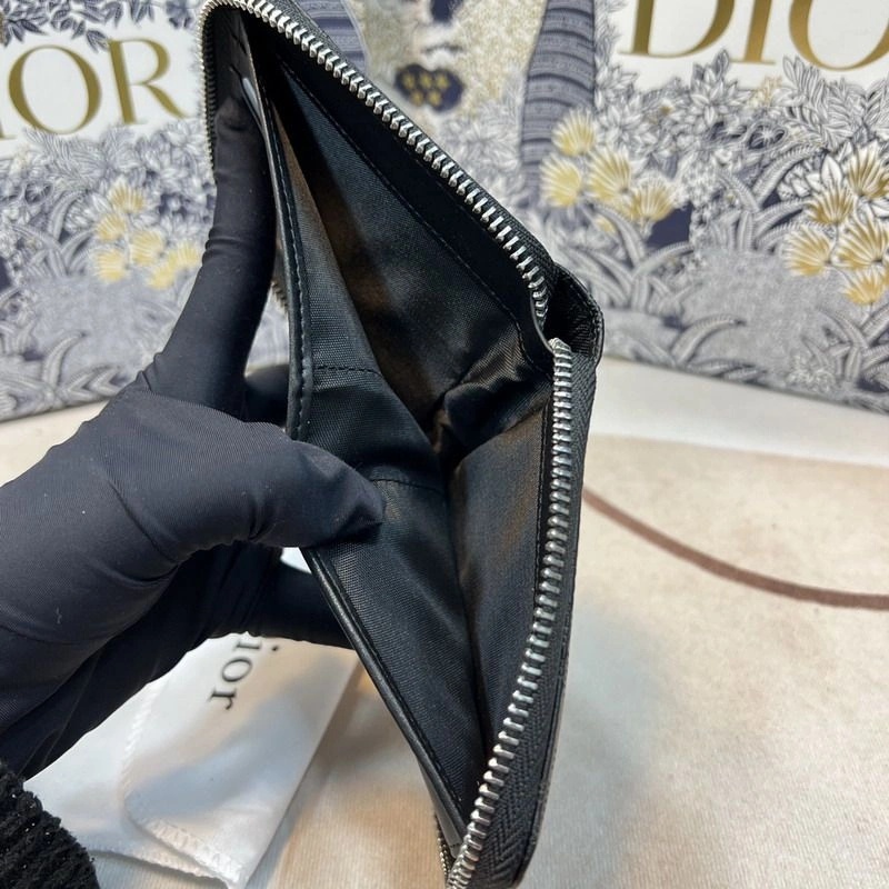 Dior Zipped Wallet Oblique Galaxy Leather Black - Image 4