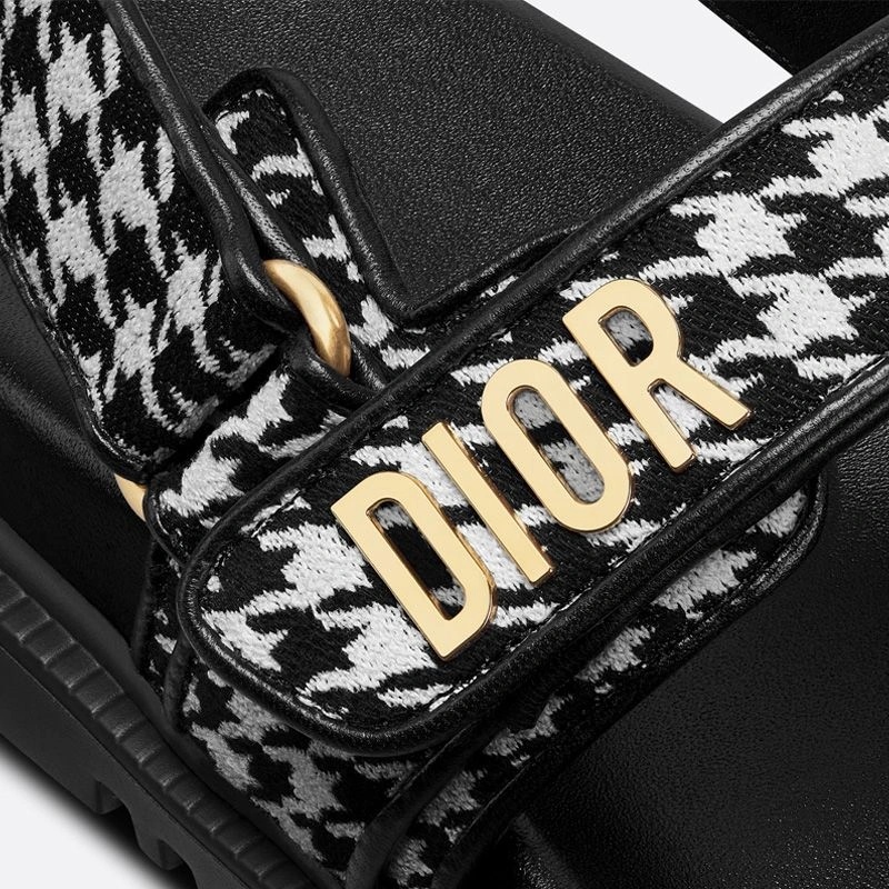 DiorAct Sandals Women Micro Houndstooth Motif Technical Fabric Black - Image 4