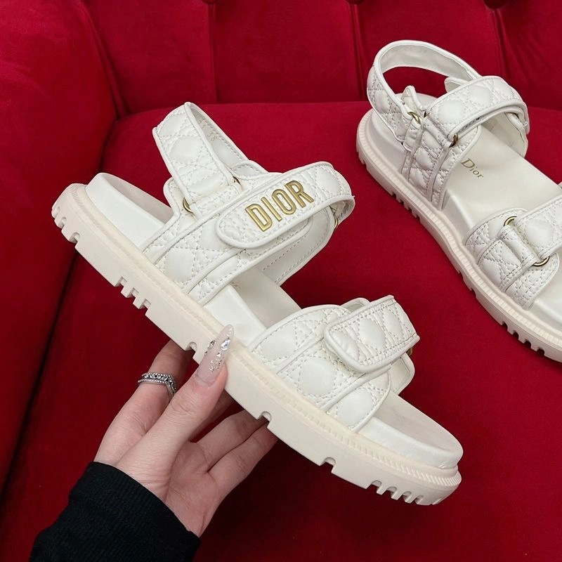 DiorAct Sandals Women Quilted Cannage Calfskin White - Image 3