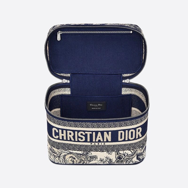 Medium DiorTravel Vanity Case Toile de Jouy Motif Canvas Blue - Image 4